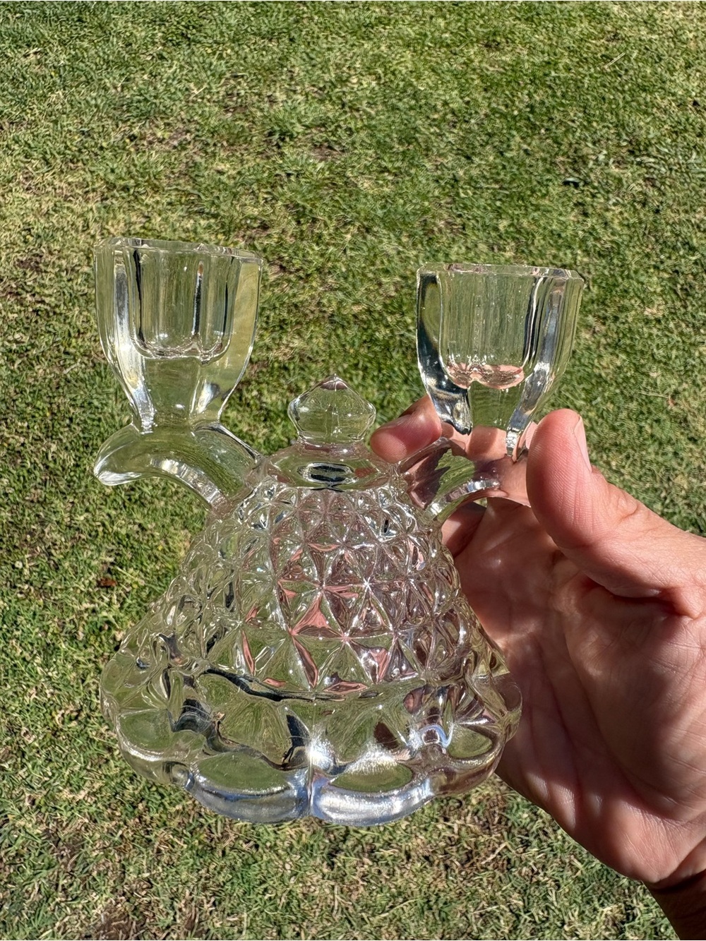 Imperial Glass Katy Double Candle Holders circa 1930's Candelabra Scalloped